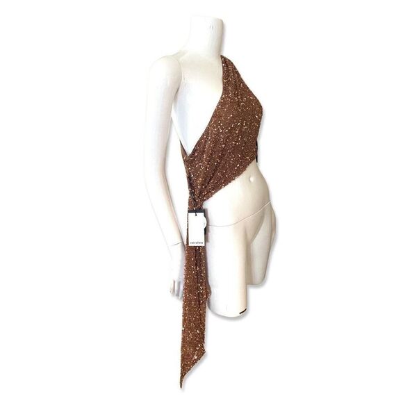 Retroféte Quinn sz L bead sequin one shoulder going out top evening Revolve NWT - Picture 9 of 12